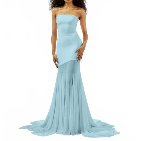 NEW DEME BY GABRIELLA dahlia maxi tube gown in baby blue